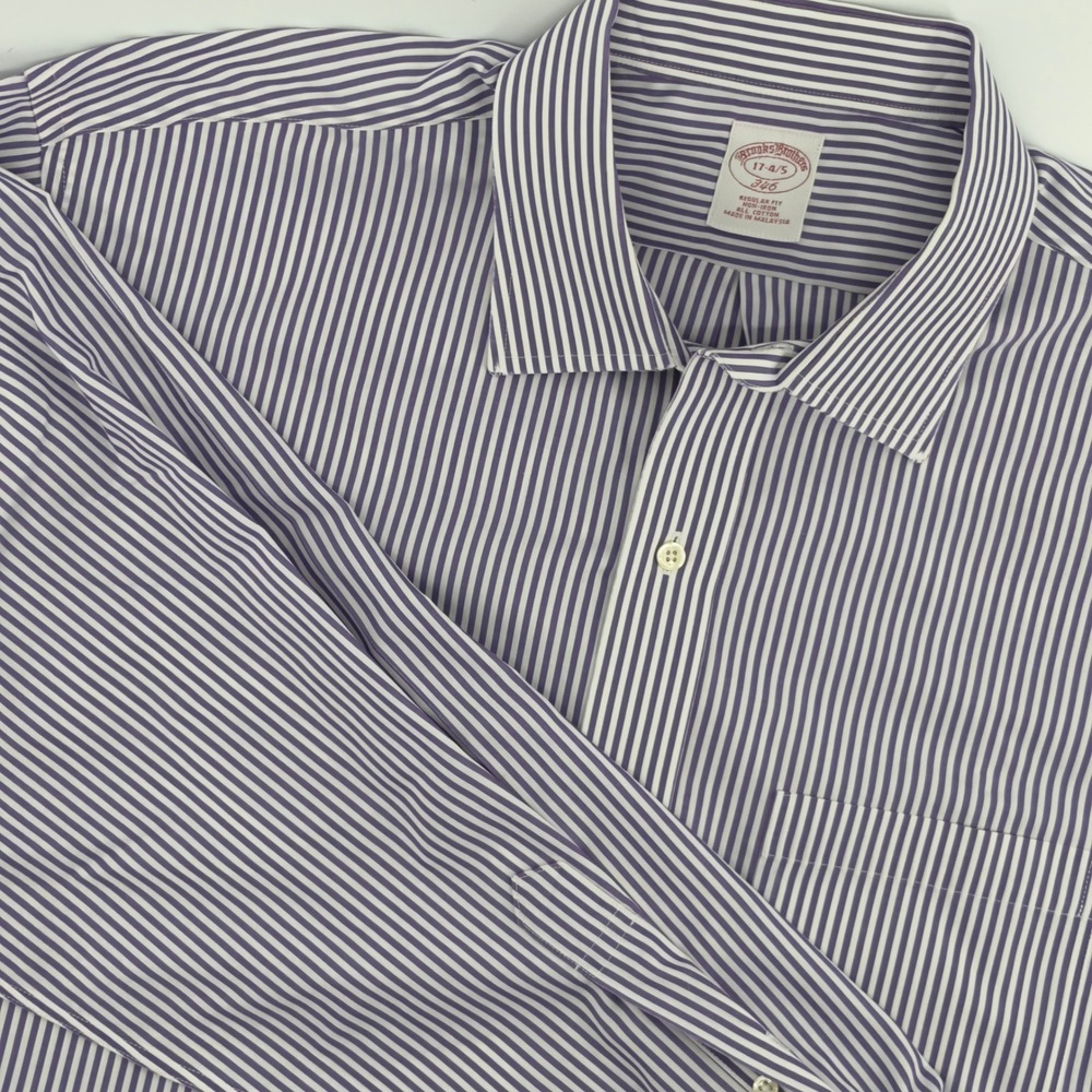 Brooks Brothers 346 Regular Fit Non Iron Striped‎ Dress Shirt Men 17